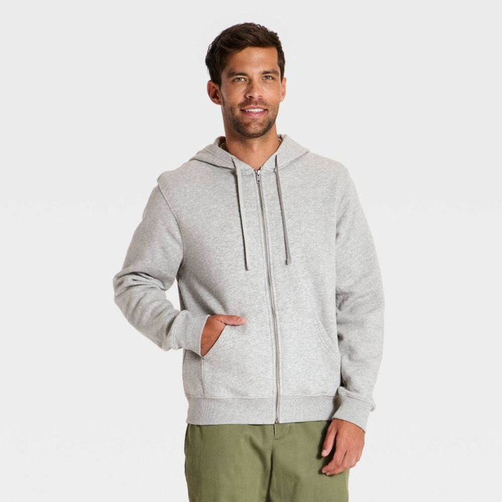Men's Every Wear Hooded Fleece Full Zip Sweatshirt - Heathered Gray S
